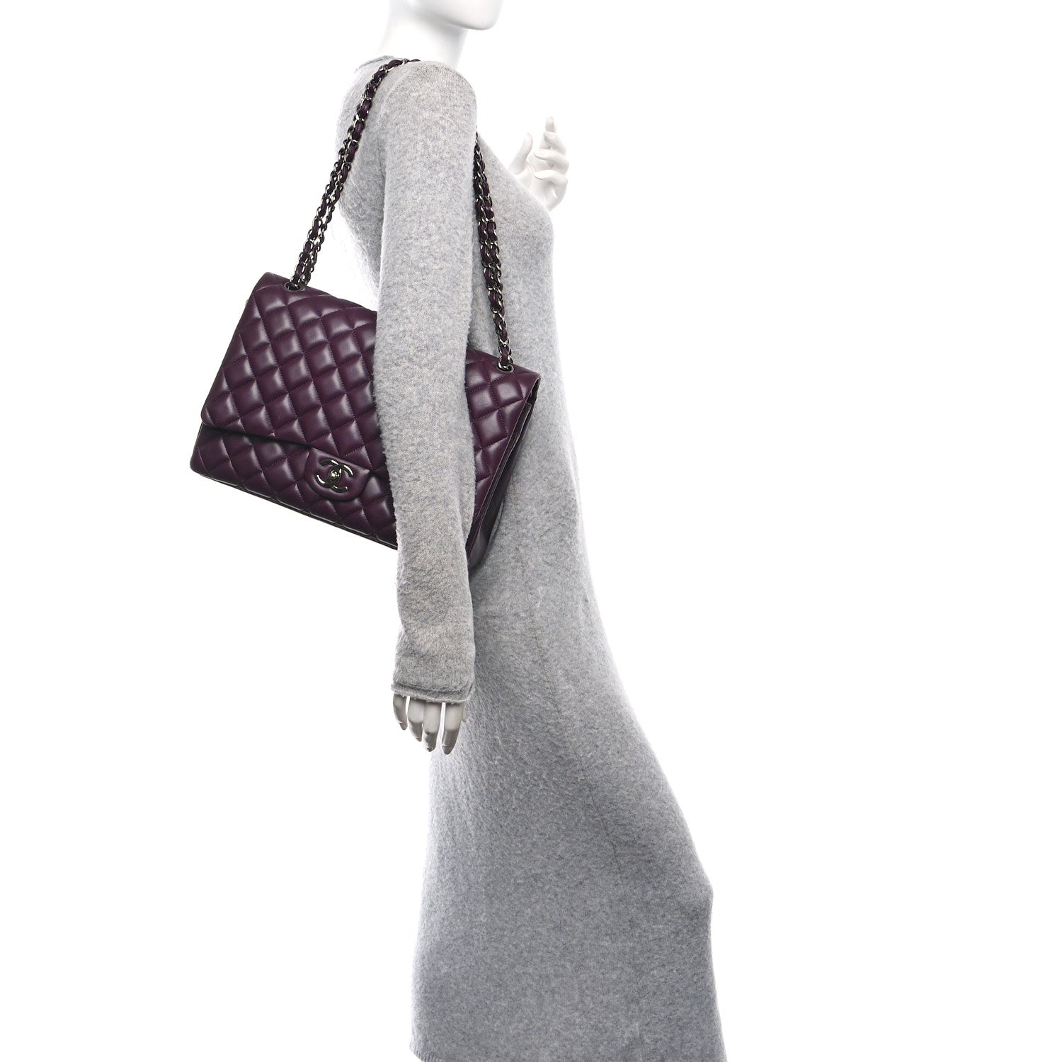 Chanel Lambskin Quilted Maxi Double Flap Plum 2 of 10