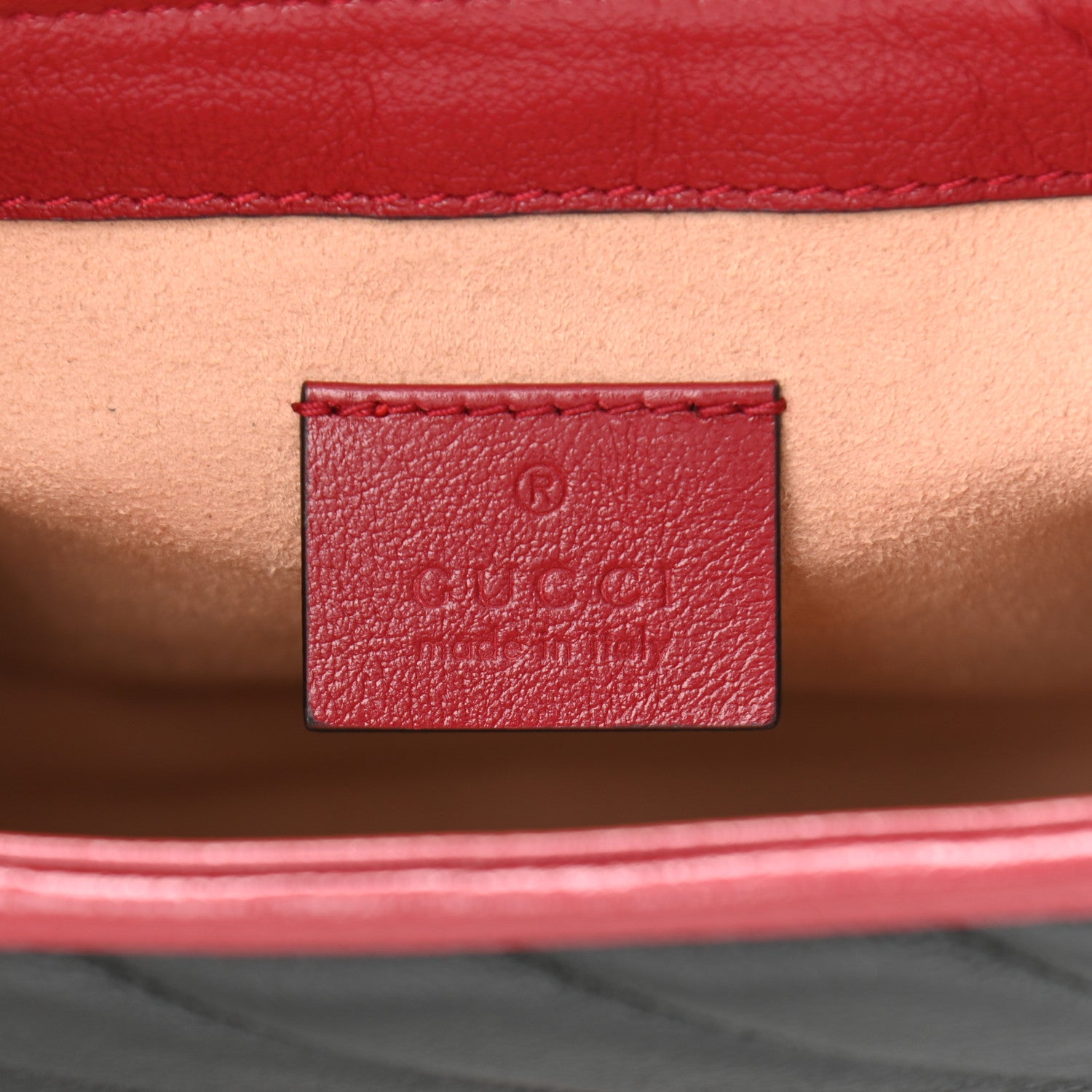 Gucci Vintage Effect Calfskin Matelasse Diagonal Mini Torchon GG Marmont Top Handle Shoulder Bag Black Romantic Cherry 6 of 10