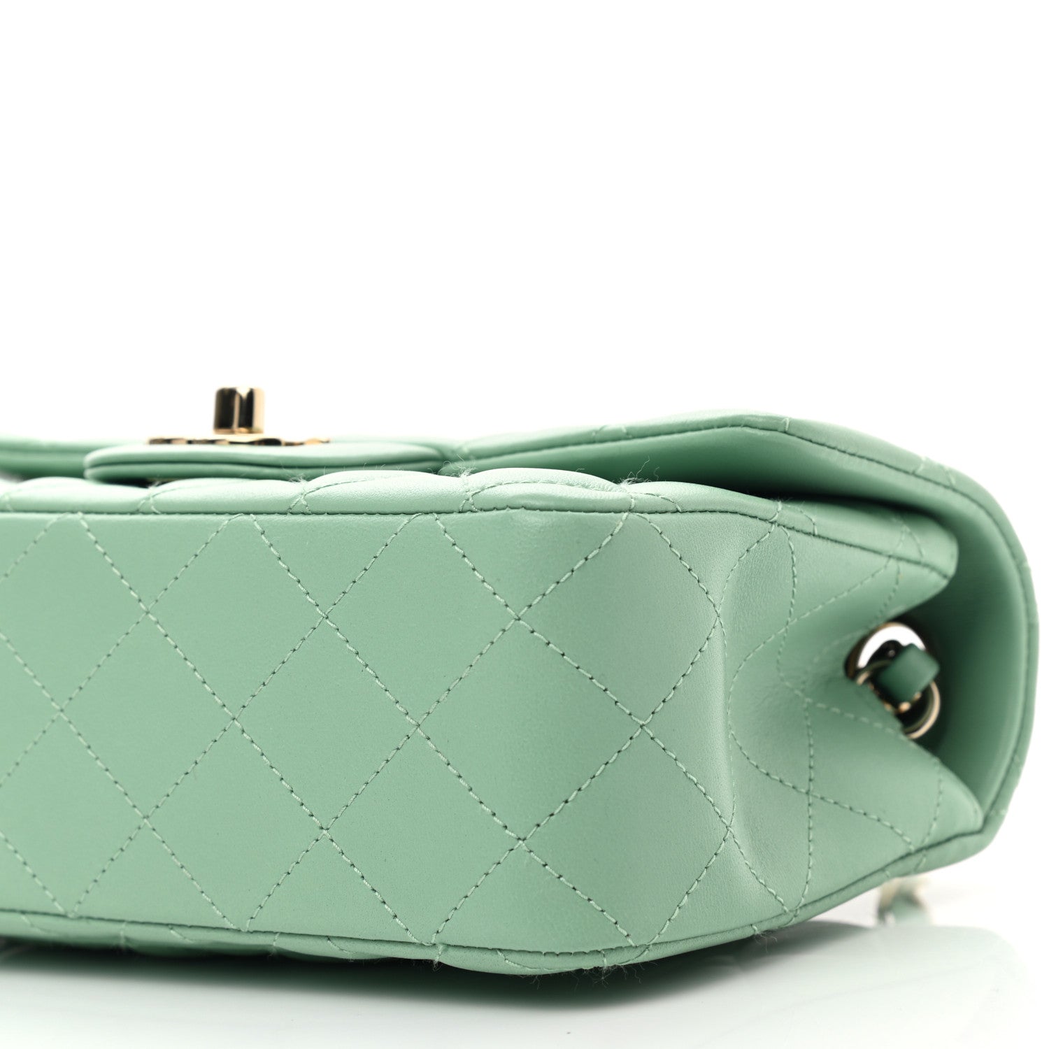 Chanel Lambskin Quilted Mini Rectangular Flap Light Green 10 of 11