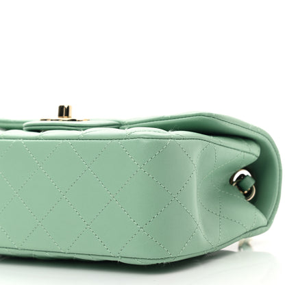 Chanel Lambskin Quilted Mini Rectangular Flap Light Green 10 of 11