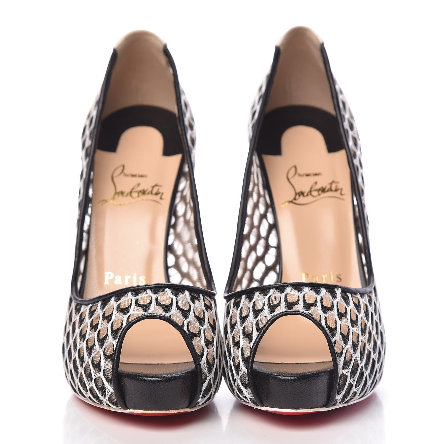 Christian Louboutin Maxi Fishnet Very Lace 120 Pumps 36 Version Latte Black 2 of 10