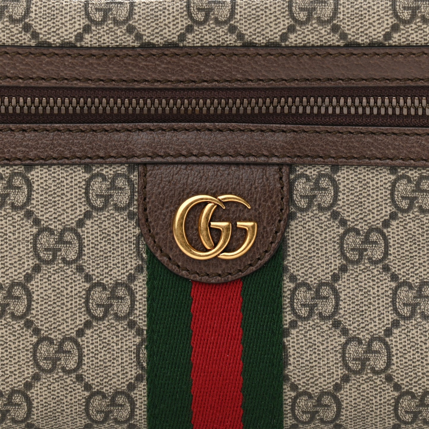 Soft GG Supreme Monogram Medium Ophidia Belt Bag Dark Brown