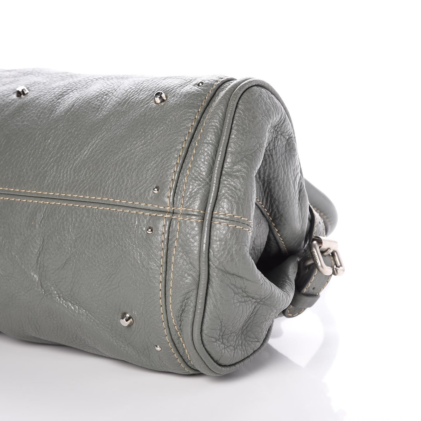 Calfskin Medium Paddington Satchel Gris Vert