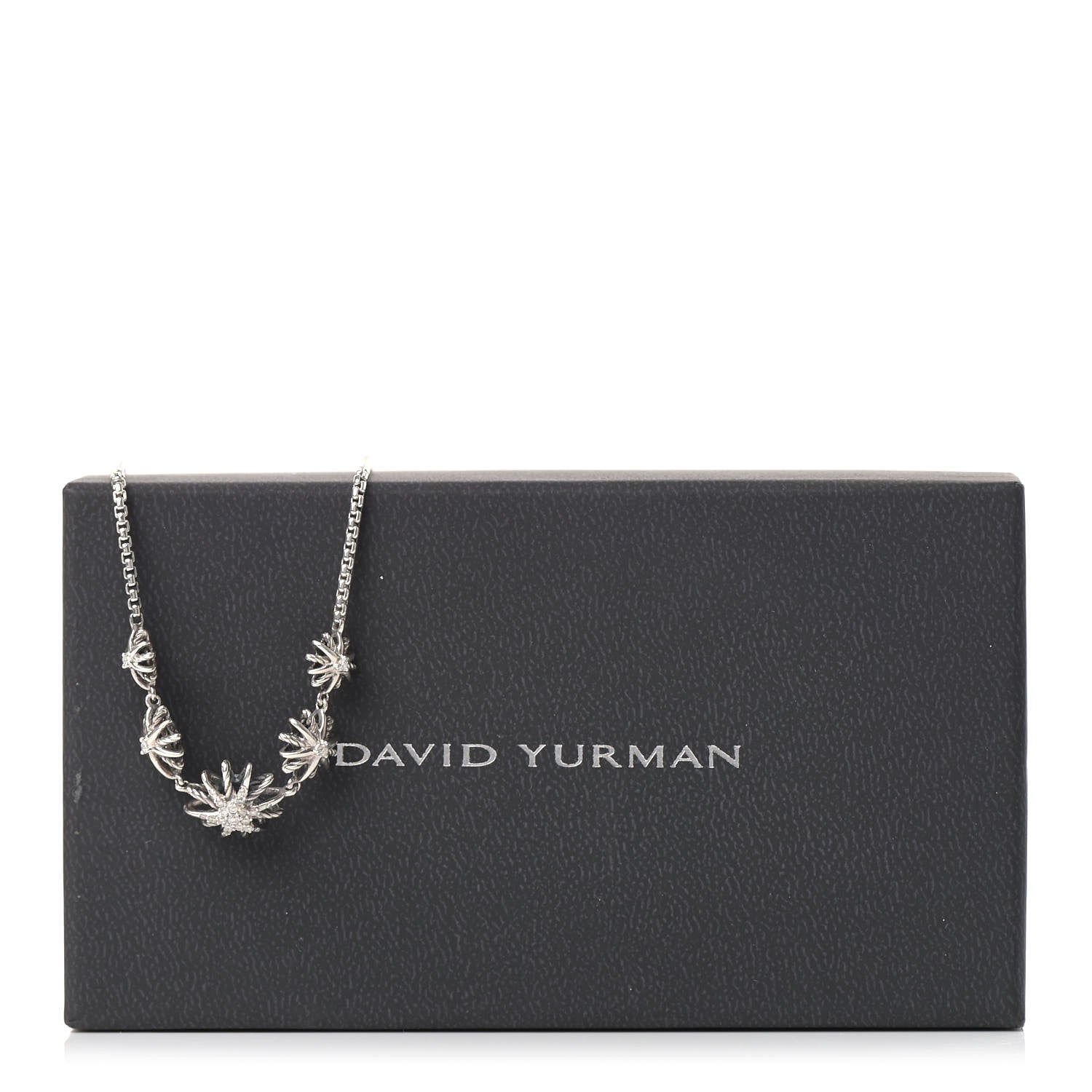 David Yurman Sterling Silver Diamond Starburst 5 Station Necklace 6 of 6