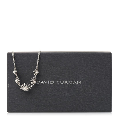 David Yurman Sterling Silver Diamond Starburst 5 Station Necklace 6 of 6