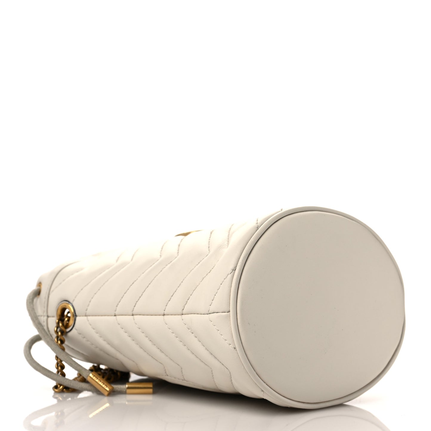 Calfskin Matelasse Mini GG Marmont 2.0 Bucket Bag White