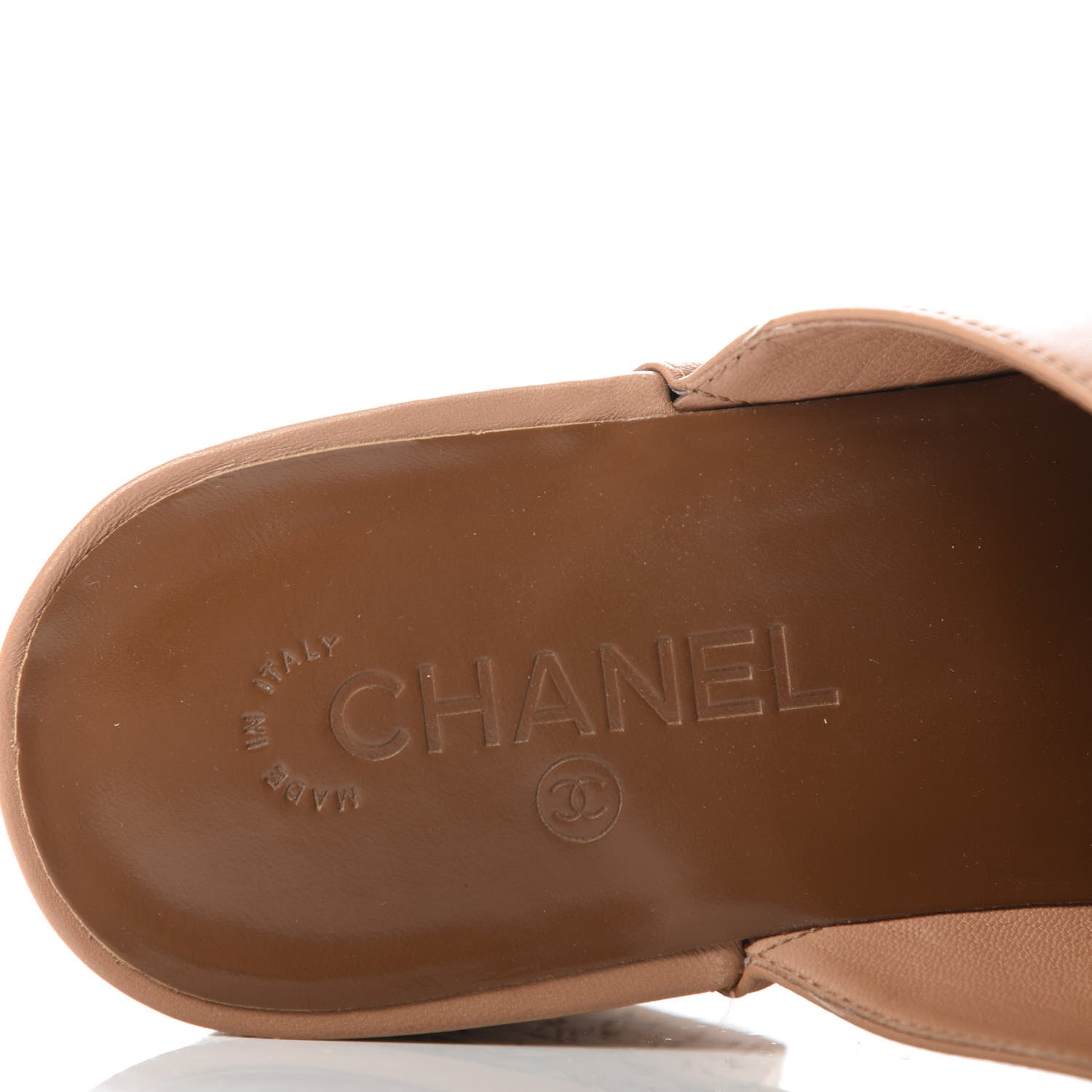Chanel Calfskin Cork Cap Toe CC Clogs 41 Beige Burgundy 7 of 14
