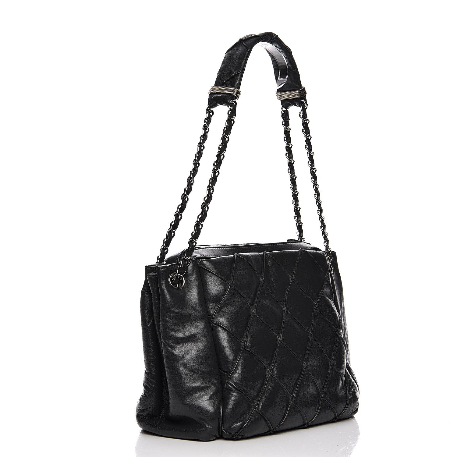 Chanel Lambskin Accordion Shoulder Bag Grey 3 of 8