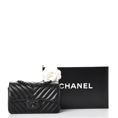 Chanel Lambskin Chevron Quilted Mini Rectangular Flap So Black 8 of 8