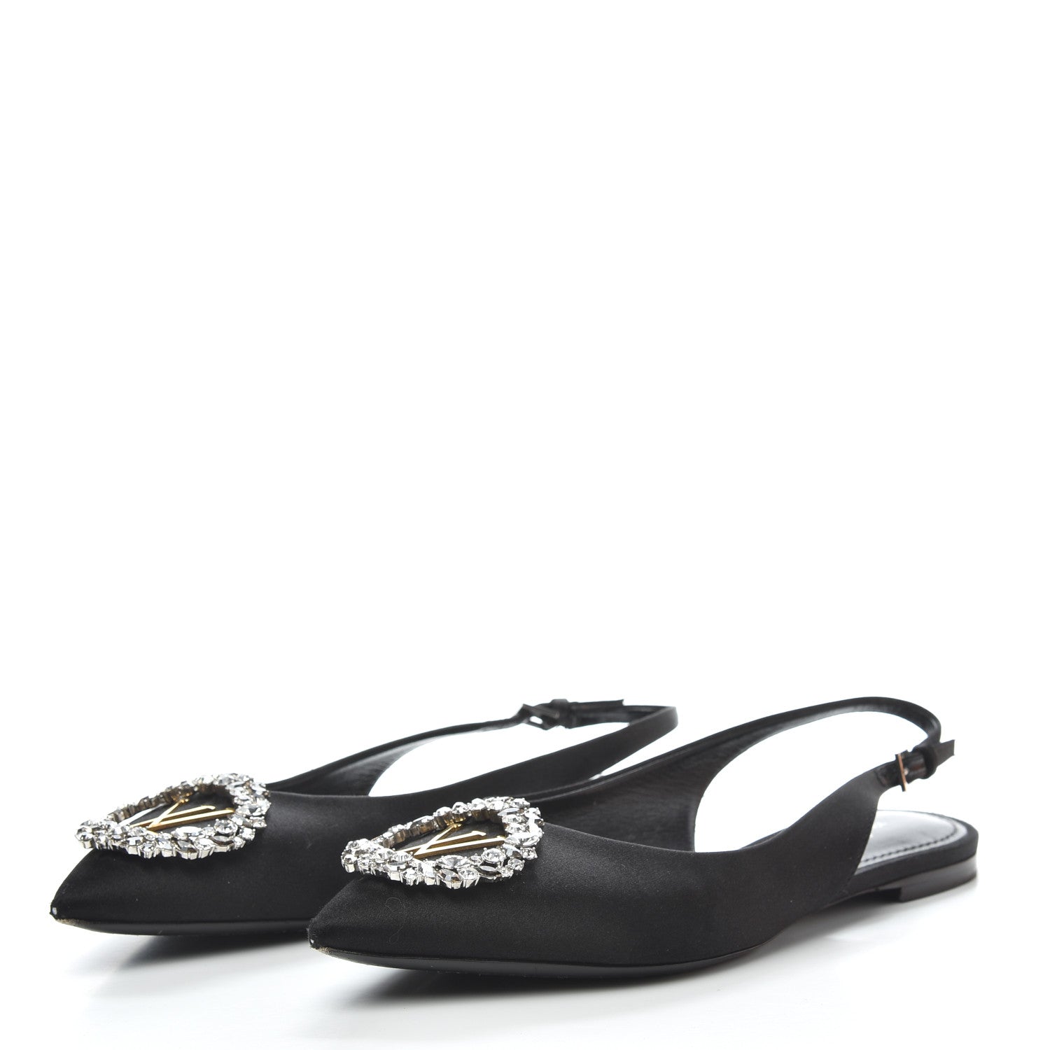 Louis Vuitton Satin Crystal Madeleine Slingback Ballerina Flats 38 Black 3 of 9