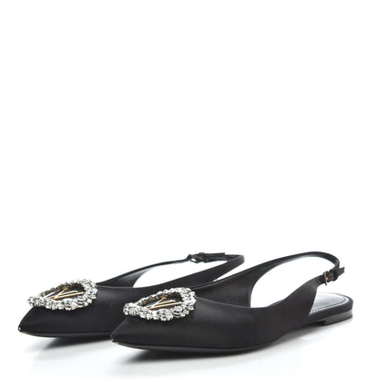 Louis Vuitton Satin Crystal Madeleine Slingback Ballerina Flats 38 Black 3 of 9