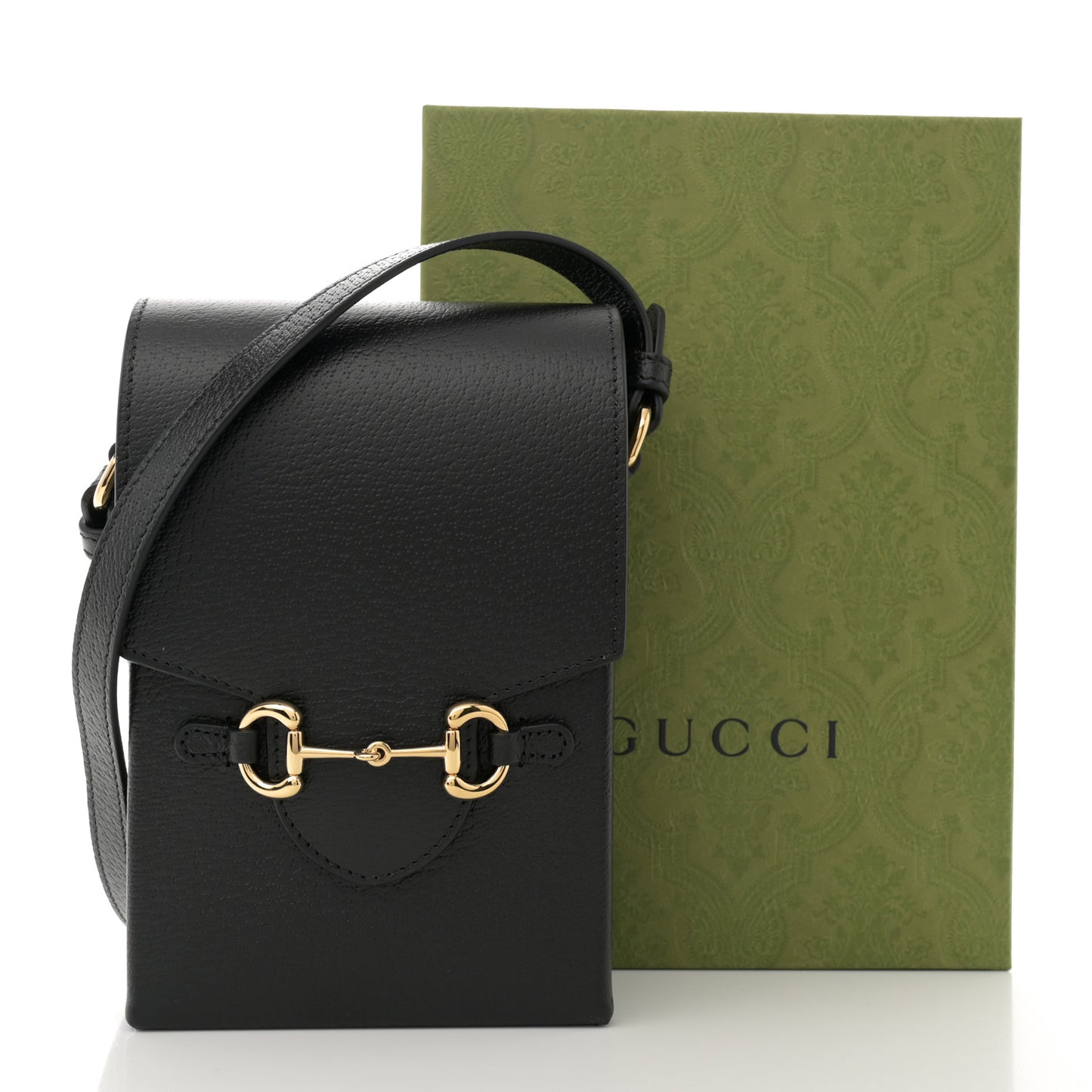 Dollar Calfskin Vertical Horsebit 1955 Crossbody Bag Black