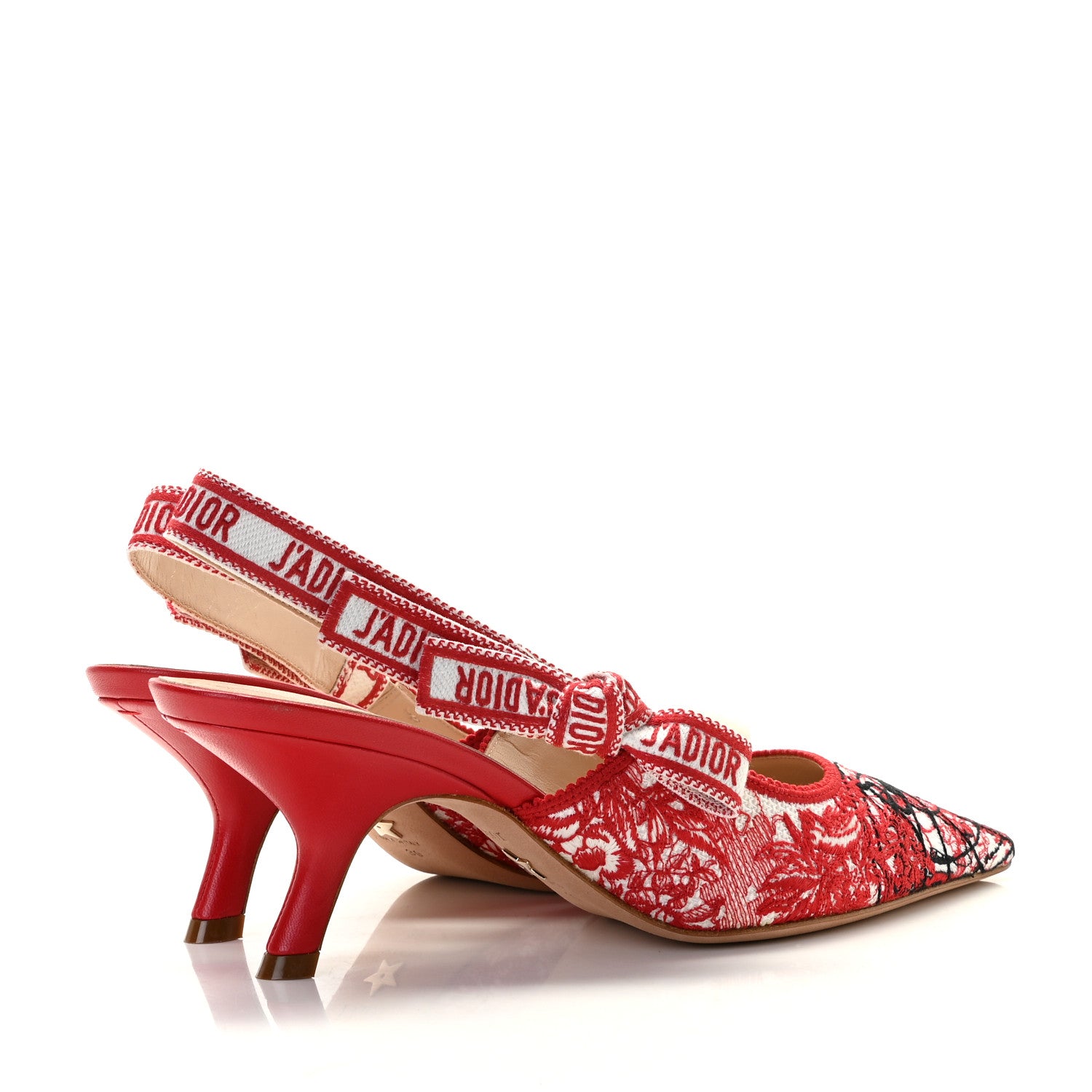 Christian Dior Cotton Ribbon Dioramour D-Royaume J'Adior Slingback 65mm Pumps 39 White Deep Red 4 of 10