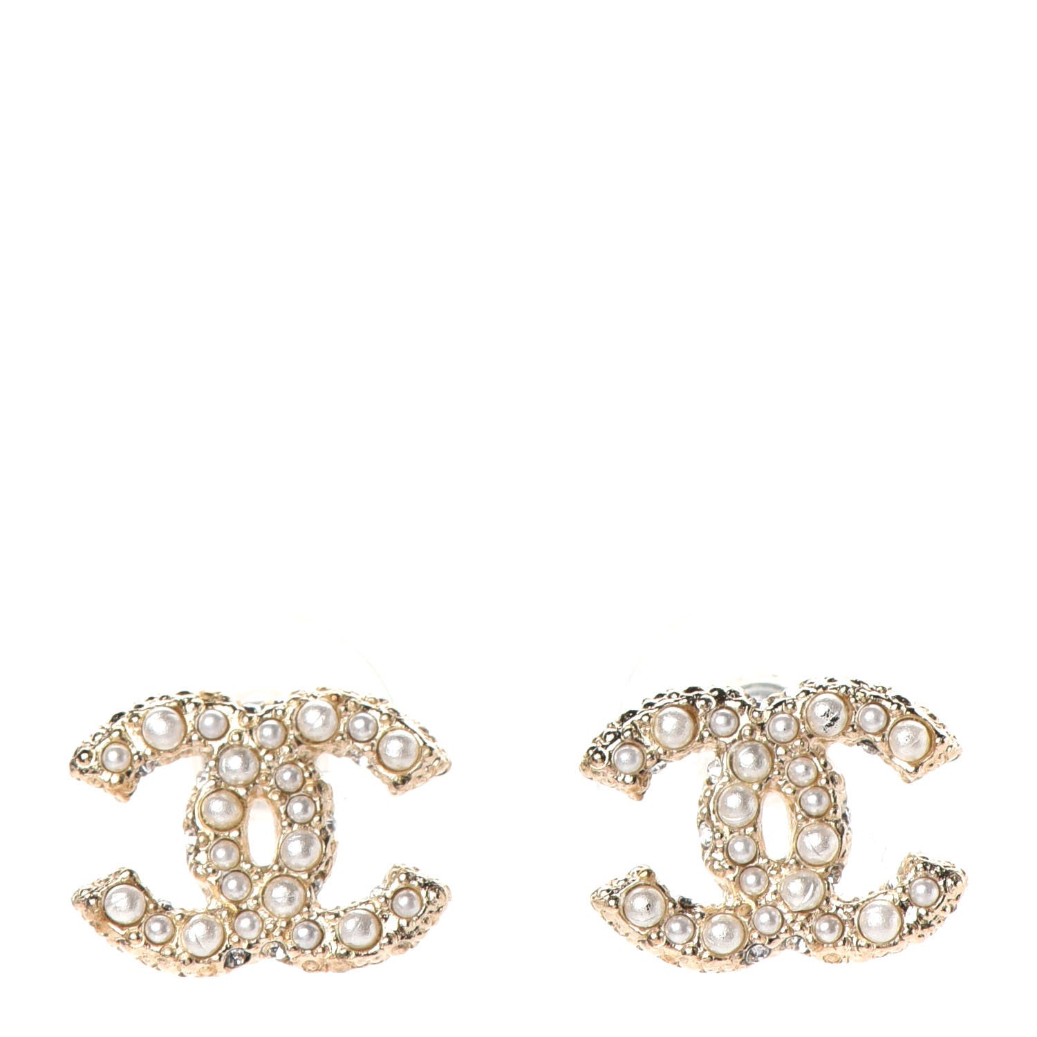 Chanel Pearl CC Earrings Light Gold 1 of 4