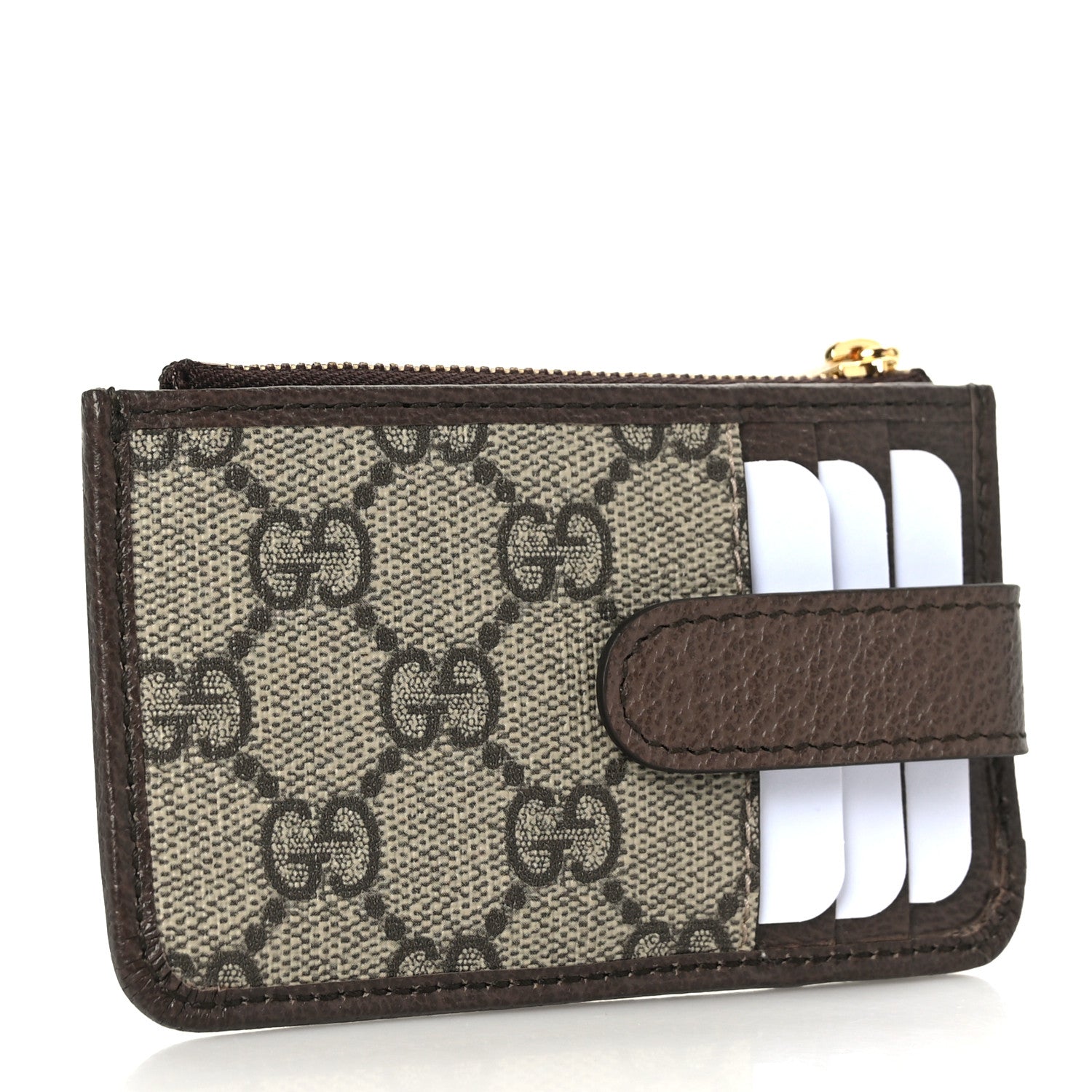Gucci GG Supreme Monogram Web Ophidia Zip Card Case Brown 3 of 7