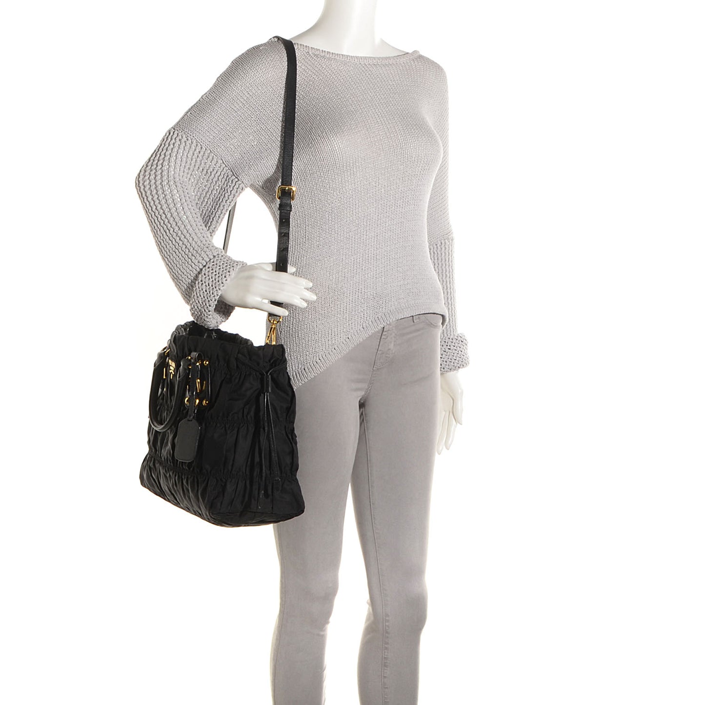 Tessuto Nylon Gaufre Tote Nero Black