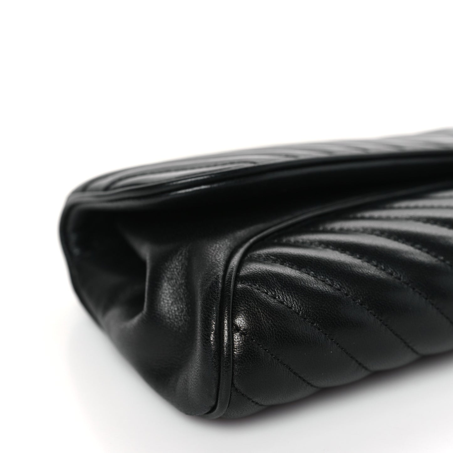Lambskin Chevron Evening Clutch Black