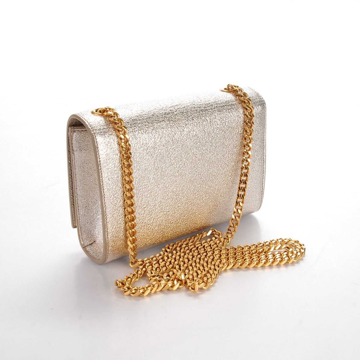 Saint Laurent Metallic Calfskin Small Classic Monogram Kate Satchel Pale Gold 3 of 6