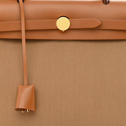 Hermes Military Toile Vache Hunter Herbag Zip Retourne 31 PM Chai Fauve 10 of 12