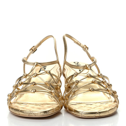 Chanel Metallic Lambskin CC Strappy Sandals 38 Gold 2 of 9