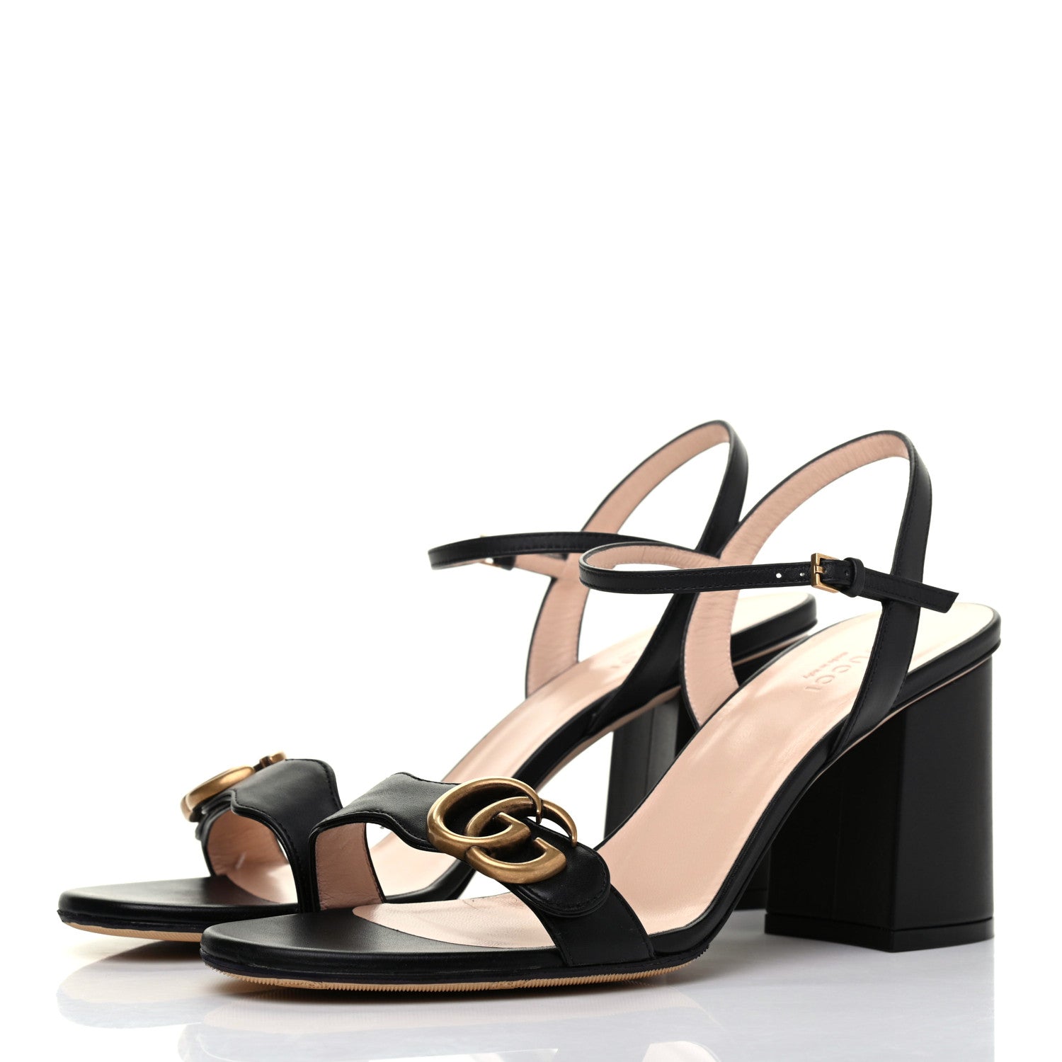 Gucci Lifford Calfskin GG Marmont Ankle Wrap 75mm Sandals 40 Black 3 of 12