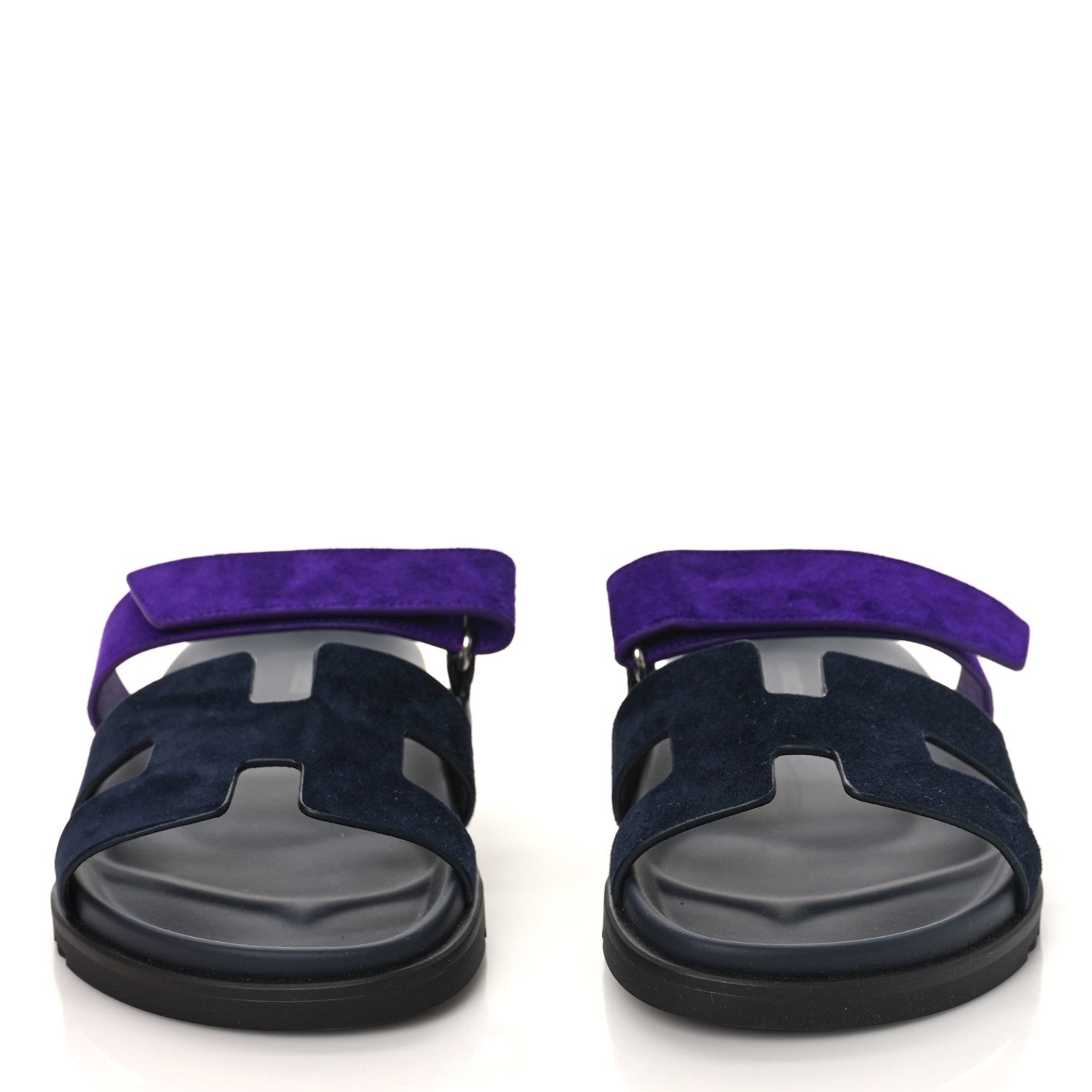 Hermes Suede Goatskin Womens Chypre Sandals 40 Marine Violet Majorette 2 of 10