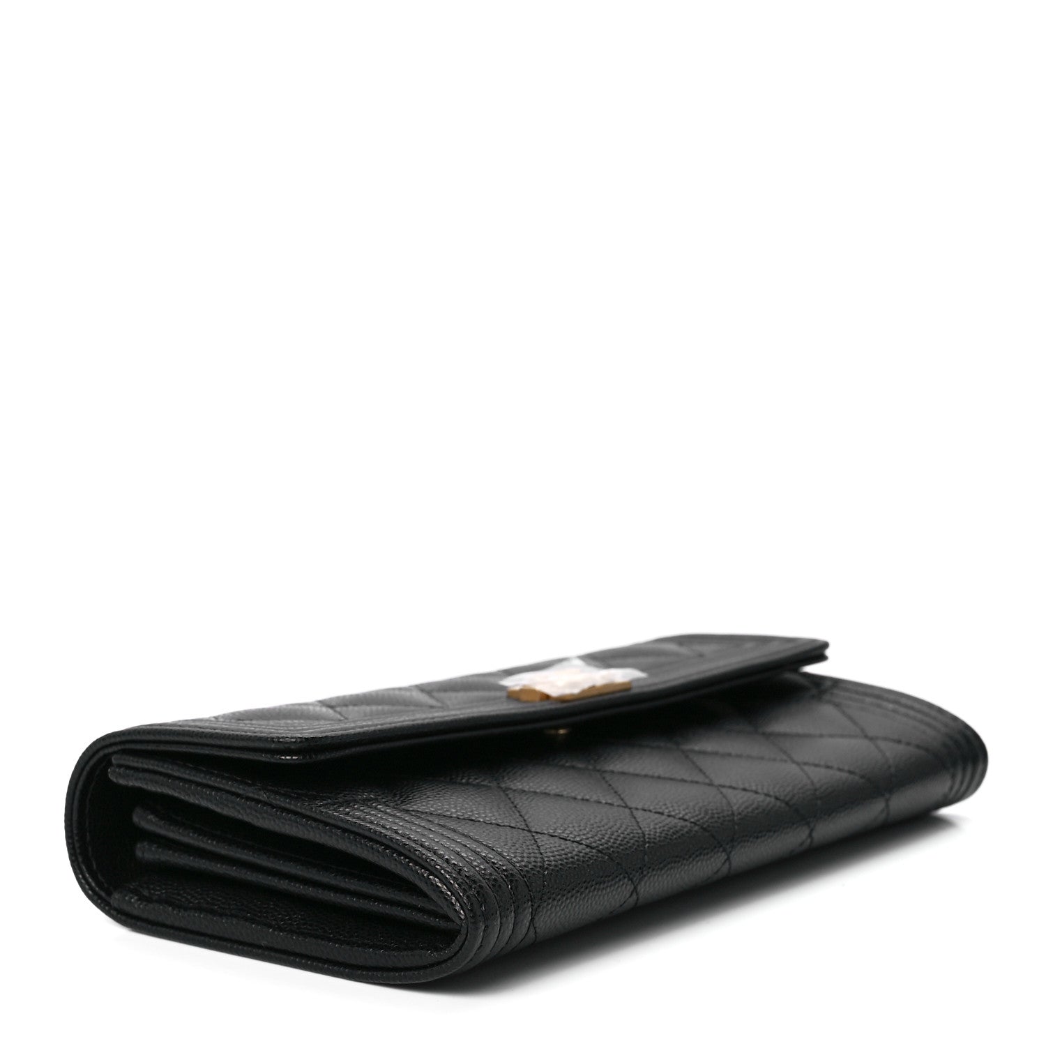 Chanel Caviar Quilted Large Boy Gusset Flap Wallet Black 4 of 13
