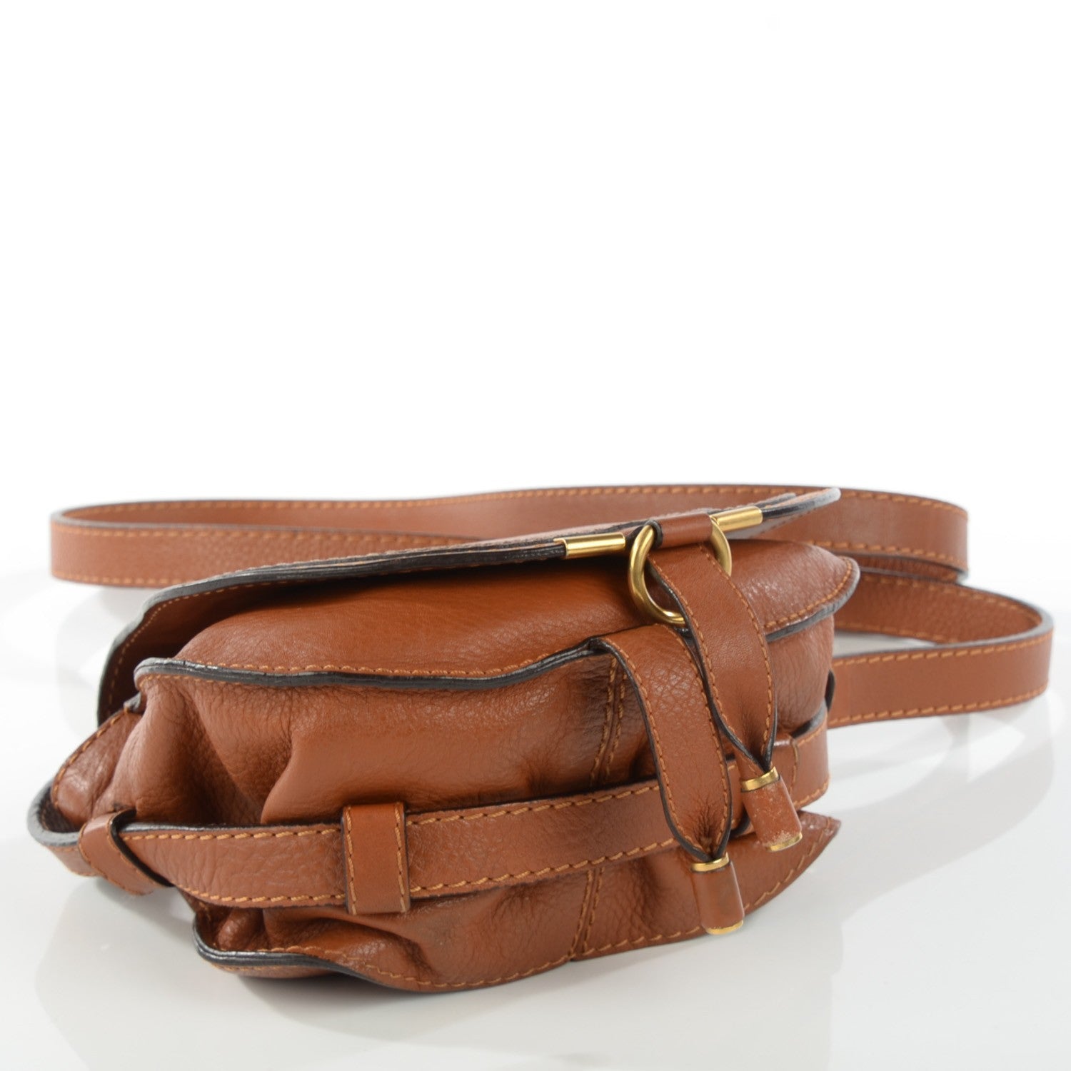 Chloe Calfskin Mini Marcie Round Crossbody Bag Tan 7 of 16