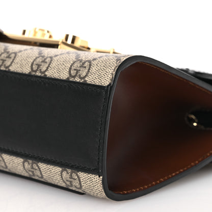Gucci GG Supreme Monogram Calfskin Small Padlock Shoulder Bag Beige Black Cuir 10 of 13