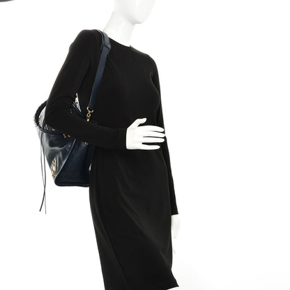 Balenciaga Chevre Gold Metallic Edge Hardware City Bleu Nuit Dark Sea 3 of 9