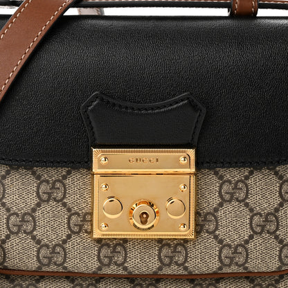 Gucci GG Supreme Monogram New Sakai Lux Calfskin Mini Padlock Flap Pocket Shoulder Bag Beige Ebony Black Cuir 8 of 10