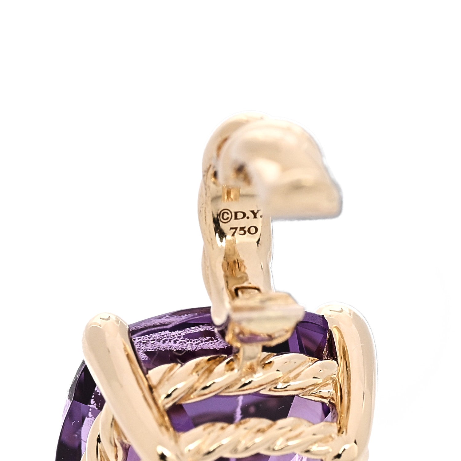 David Yurman 18K Yellow Gold Amethyst 12mm Marbella Pendant 4 of 4