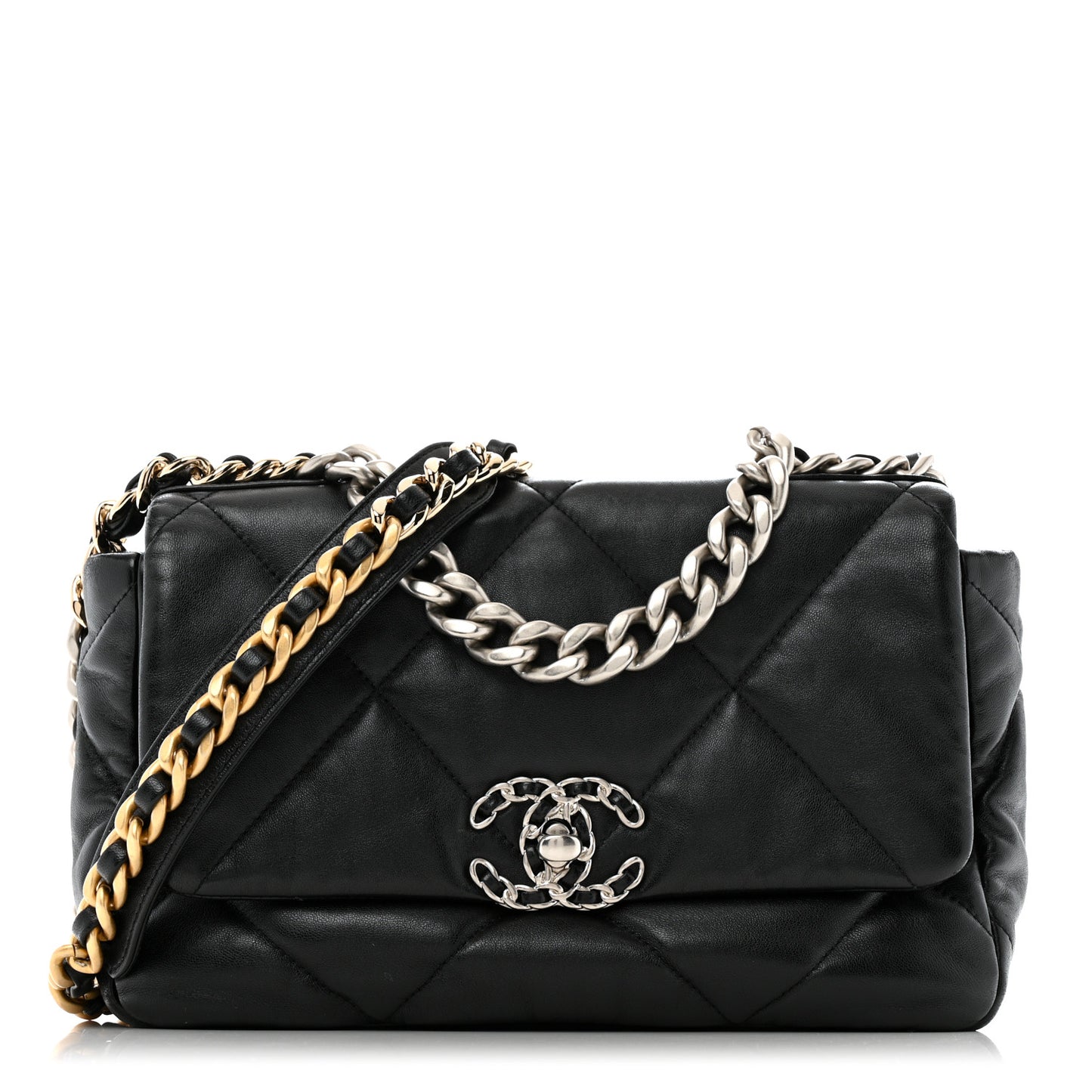 Lambskin Quilted Medium Chanel 19 Flap Black