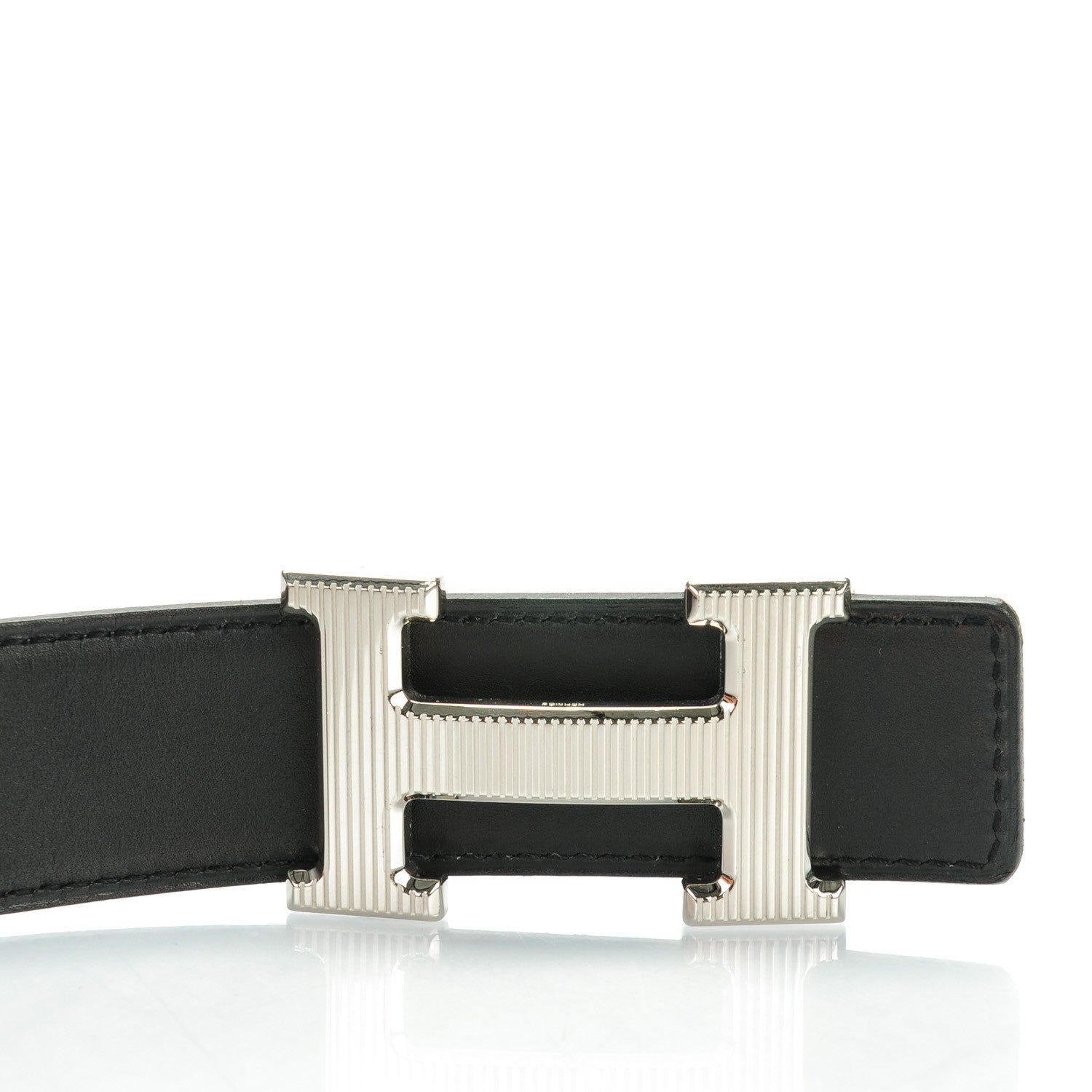 Hermes Box Swift 32mm H Belt 95 Black Etoupe 6 of 8