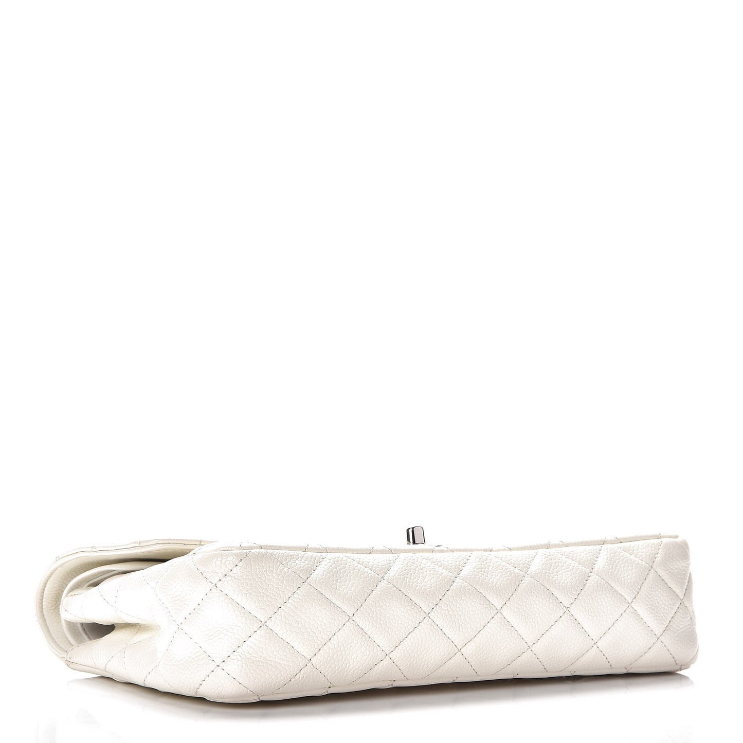 Washed Caviar Quilted Medium Double Flap White