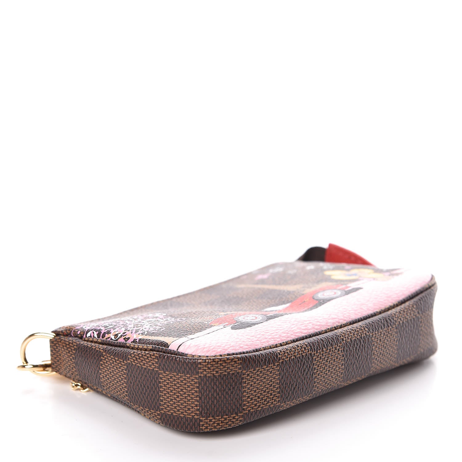 Louis Vuitton Damier Ebene 2019 Christmas Animation Mini Pochette Accessories Red 4 of 8