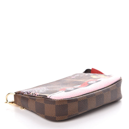 Louis Vuitton Damier Ebene 2019 Christmas Animation Mini Pochette Accessories Red 4 of 8