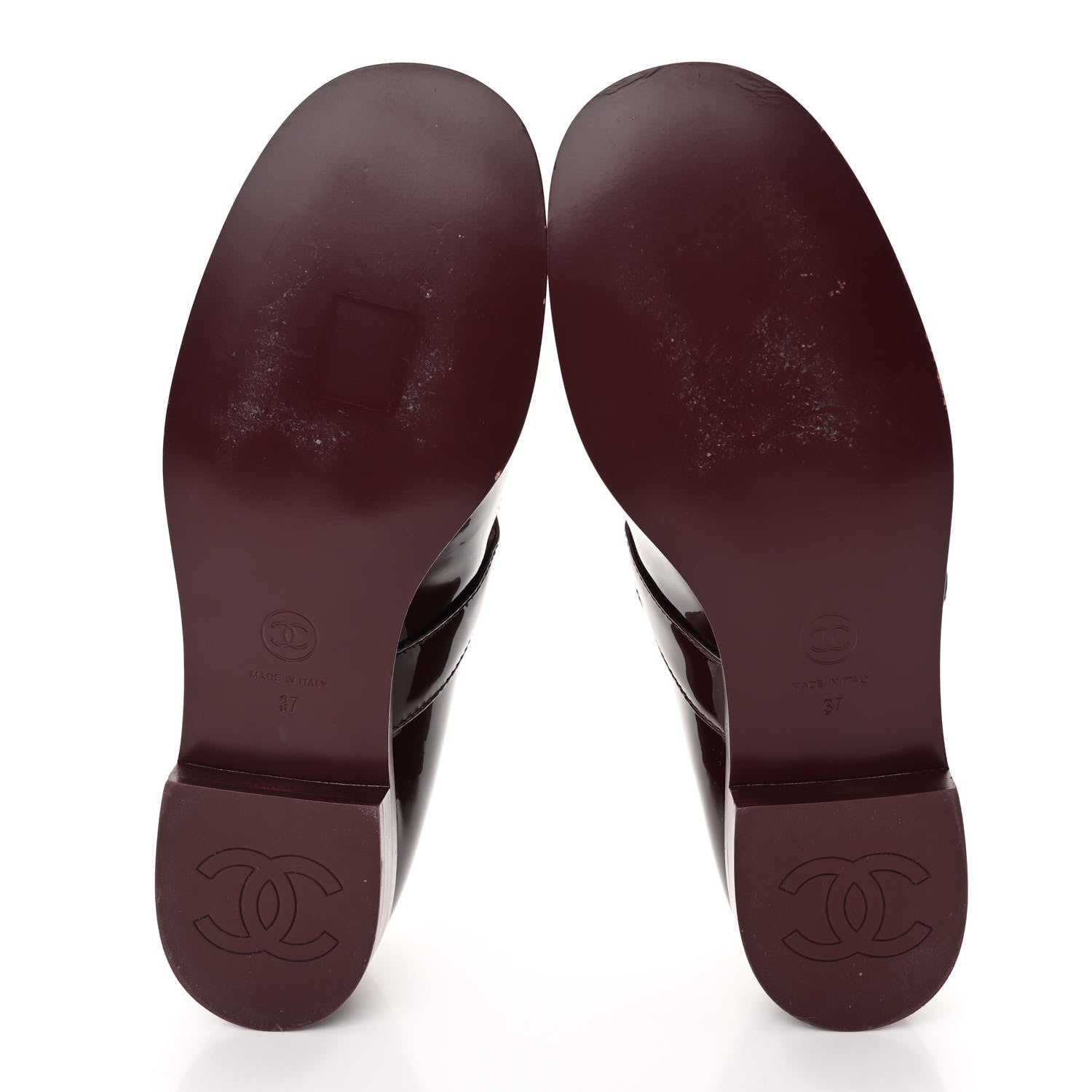Chanel Patent Calfskin Mary Janes Flats 37 Burgundy 5 of 13