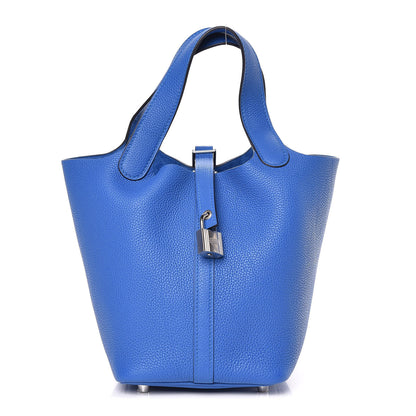 Hermes Taurillon Clemence Picotin Lock 18 PM Bleu Zellige 1 of 11