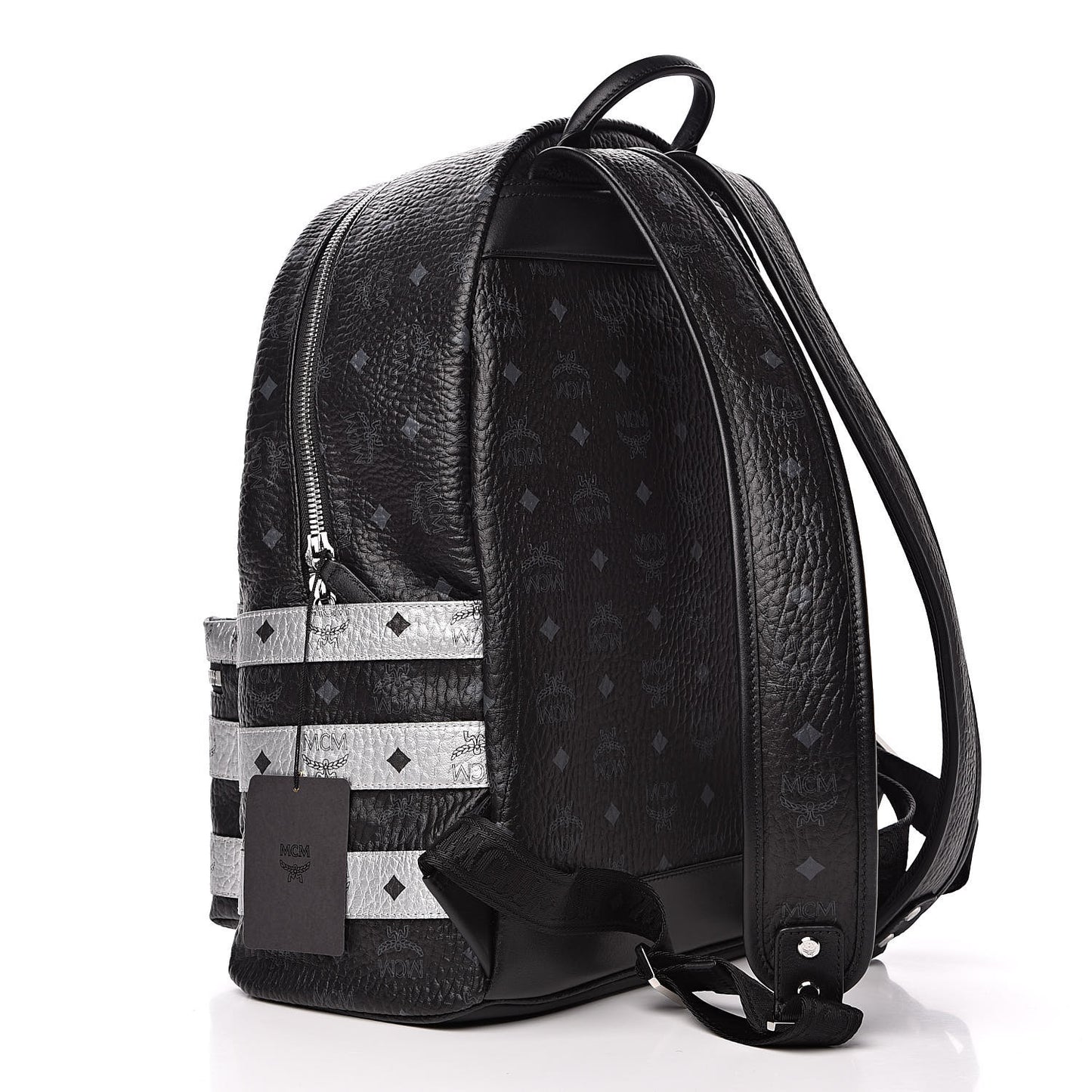 Metallic Visetos Striped Medium Stark Backpack Silver Black