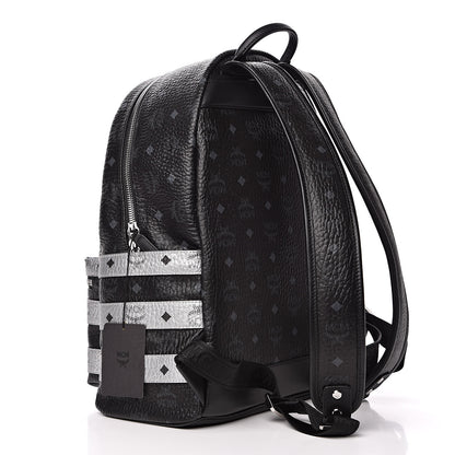 MCM Metallic Visetos Striped Medium Stark Backpack Silver Black 3 of 10