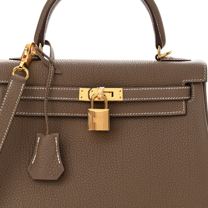 Hermes Togo Kelly Retourne 25 Etoupe 8 of 11