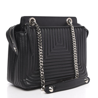 Fendi Shiny Nappa Trapuntata Small DotCom Click Chain Satchel Black 4 of 15