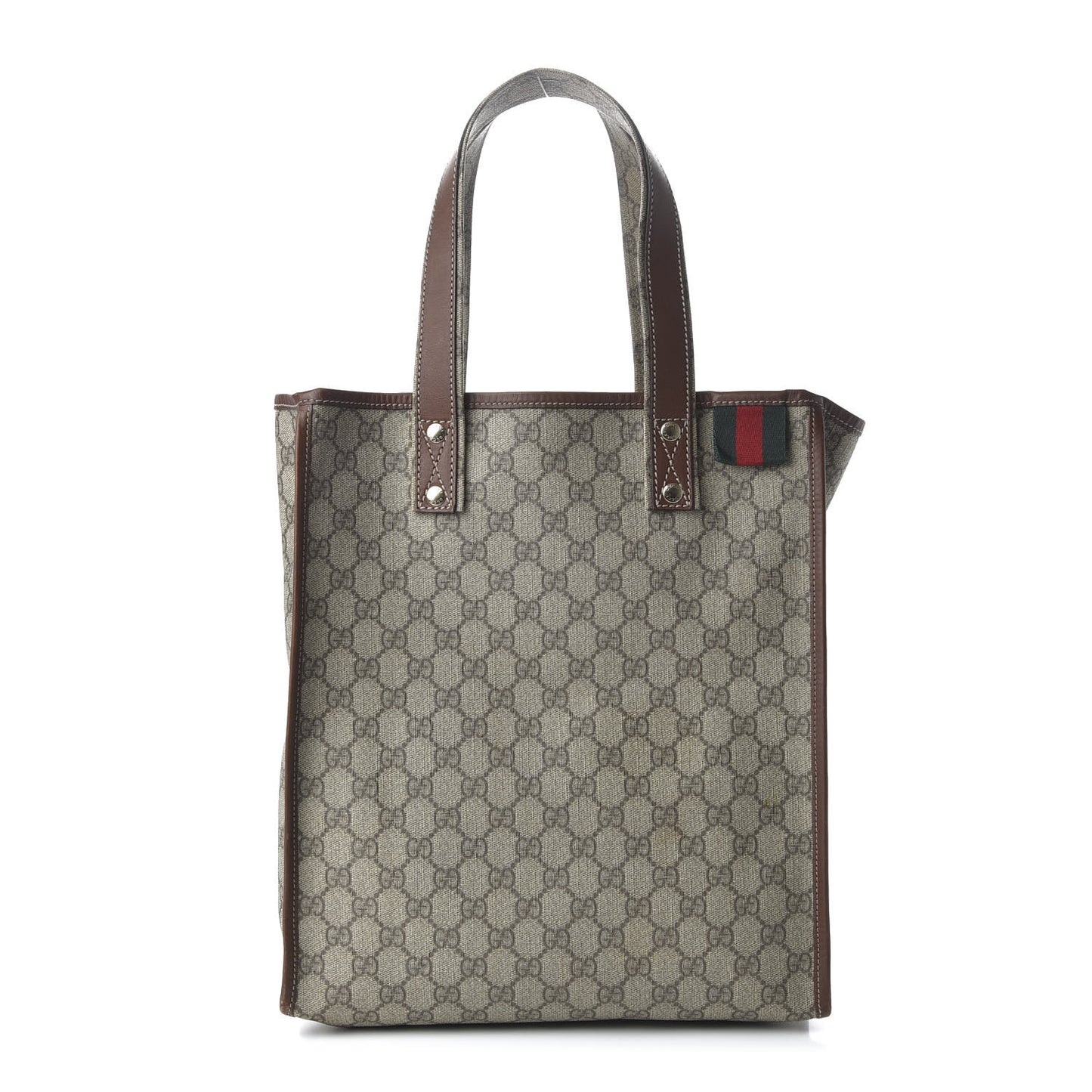 GG Plus Monogram Small Signature Web Loop Vertical Tote Light Brown