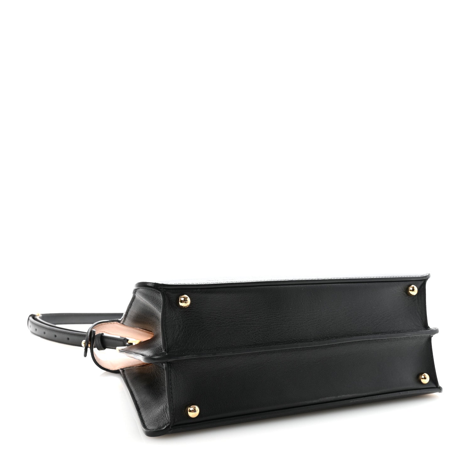 Fendi Vitello Seta Shiny Nappa Medium Peekaboo I SEE U Satchel Black Light Rose 4 of 9