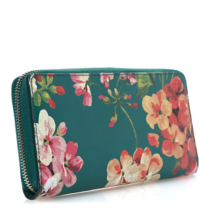 Gucci Calfskin Blooms Print Zip Around Wallet Bright Emerald Multicolor 3 of 16