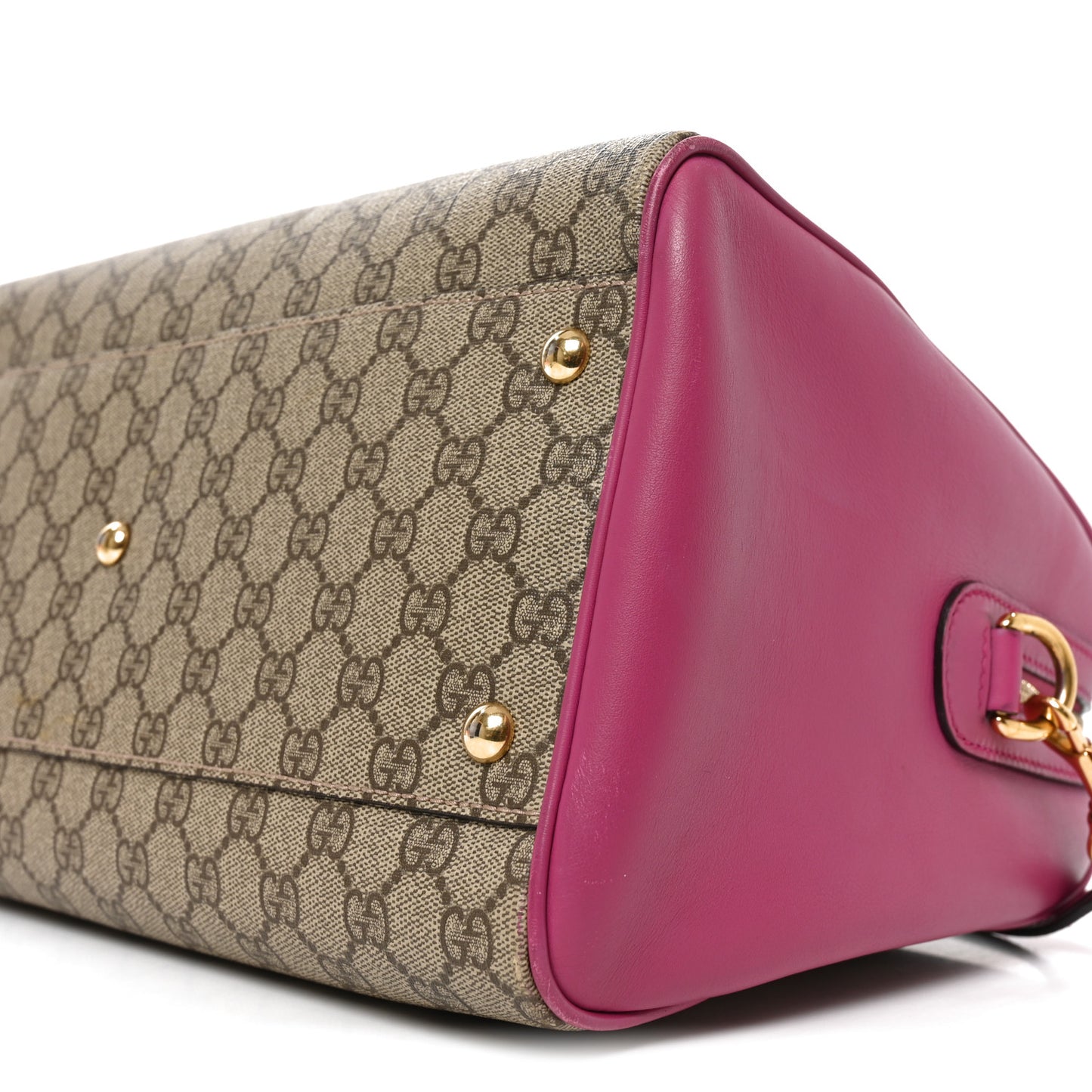 GG Supreme Monogram Medium Boston Beige Hibiscus Red New Rosette