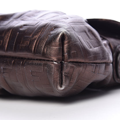 Fendi Metallic Calfskin FF Embossed Small Chef Shoulder Bag Bronze 11 of 12