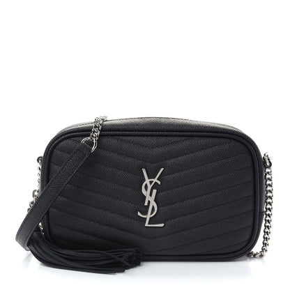Saint Laurent Grain De Poudre Matelasse Monogram Mini Lou Camera Bag Black 1 of 8
