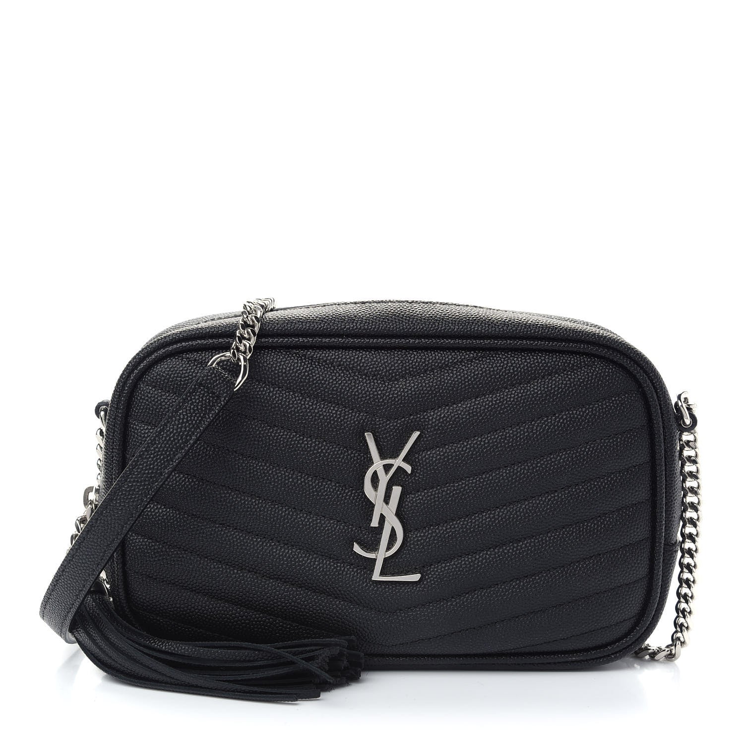 Saint Laurent Grain De Poudre Matelasse Monogram Mini Lou Camera Bag Black 1 of 8